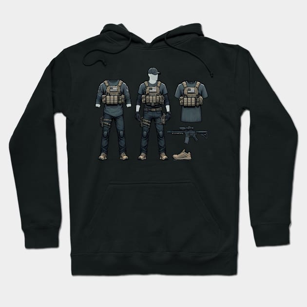 Tactical Gear Fusion Tee: Where Fashion Meets Urban Warfare Hoodie by Rawlifegraphic